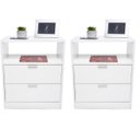 Ver imagem 1 de Kit 2 Mesas Cabeceira 50cm Criado Branco 2 Gavetas Mdf Cama