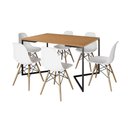 Ver imagem 6 de Mesa Jantar Industrial Retangular Canela 137X90Cm Base V Ferro Preto C/6 Cadeiras Branca Mad Canela