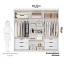 Ver imagem 5 de Guarda-Roupa Casal 235cm 3 Portas de Correr com Espelho 100% MDF Boston Espresso Móveis Branco