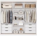 Ver imagem 4 de Guarda-Roupa Casal 235cm 3 Portas de Correr com Espelho 100% MDF Boston Espresso Móveis Branco