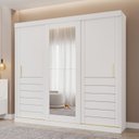 Ver imagem 1 de Guarda-Roupa Casal 235cm 3 Portas de Correr com Espelho 100% MDF Boston Espresso Móveis Branco