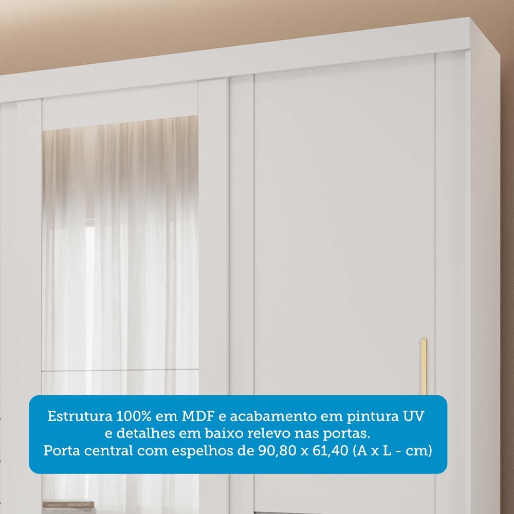 Guarda-roupa Casal 3 Portas de Correr 6 Gavetas com Espelhos 100% Mdf Boston Espresso Móveis - 10