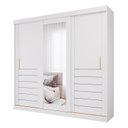 Ver imagem 3 de Guarda-Roupa Casal 235cm 3 Portas de Correr com Espelho 100% MDF Boston Espresso Móveis Branco