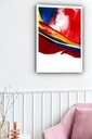 Ver imagem 2 de Quadro Decorativo Abstrato Vermelho Branco - 70x50cm:moldura Branca