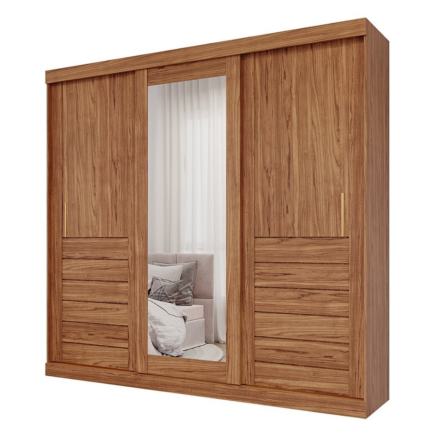 Guarda-roupa Casal 3 Portas de Correr 6 Gavetas com Espelhos 100% Mdf Boston Espresso Móveis - 2