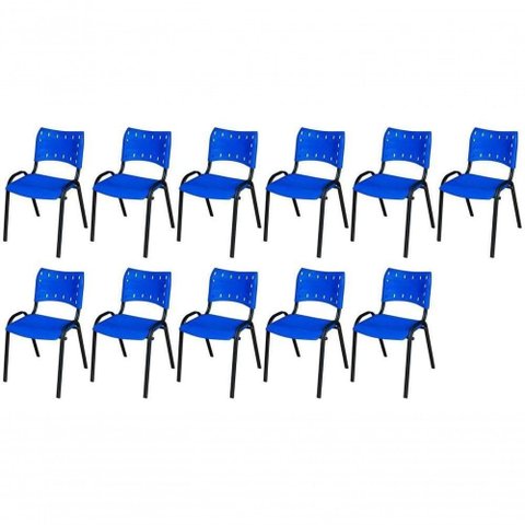 Cadeira Iso Base Preto , Escritório Azul Kit 11 Un