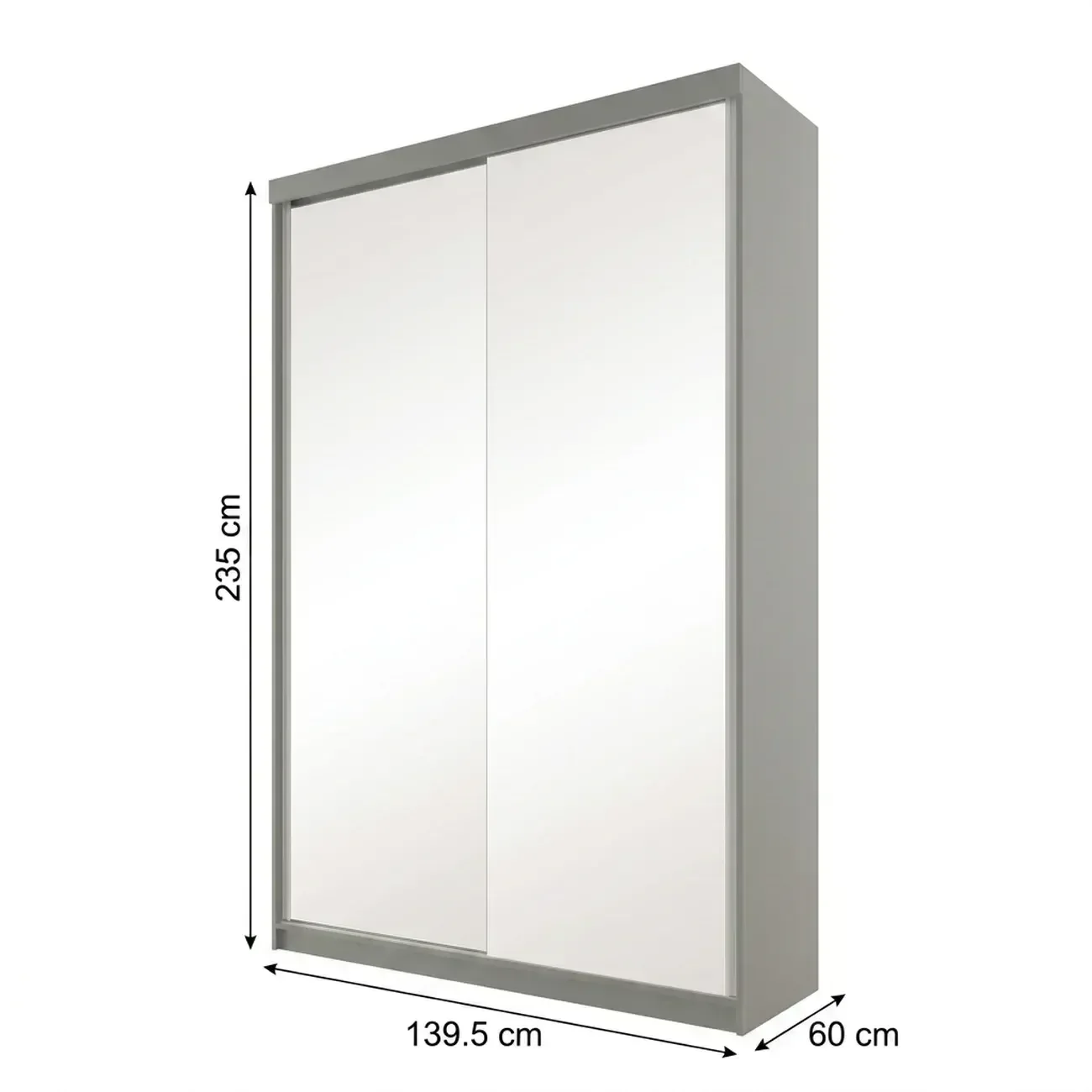 Ver imagem 3 de Guarda-Roupa Solteiro 2 Portas com Espelho 100% MDF Geneve Cinza/Urbi