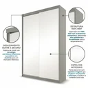 Ver imagem 6 de Guarda-Roupa Solteiro 2 Portas com Espelho 100% MDF Geneve Cinza/Urbi