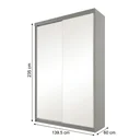 Ver imagem 3 de Guarda-Roupa Solteiro 2 Portas com Espelho 100% MDF Geneve Cinza/Urbi