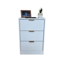 Ver imagem 1 de Mesa de Cabeceira Branca 30cm 3 Gavetas Mdf Quarto Gaveteiro Puxador Dourado-sem Rodinhas Já Montado