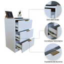 Ver imagem 3 de Mesa de Cabeceira Branca 30cm 3 Gavetas Mdf Quarto Gaveteiro Puxador Dourado-sem Rodinhas Já Montado