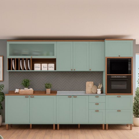 Armário de Cozinha Genialflex Iluminata Luna Verde Mint