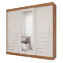 Ver imagem 3 de Guarda-Roupa Casal 235cm 3 Portas de Correr com Espelho 100% MDF Boston Espresso Móveis Off White/Cinamomo
