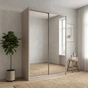 Ver imagem 1 de Guarda-Roupa Solteiro 2 Portas com Espelho 100% MDF Geneve Bege/Panna