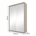 Ver imagem 3 de Guarda-Roupa Solteiro 2 Portas com Espelho 100% MDF Geneve Bege/Panna