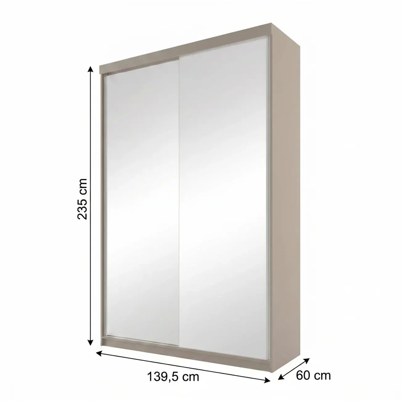 Ver imagem 3 de Guarda-Roupa Solteiro 2 Portas com Espelho 100% MDF Geneve Bege/Panna