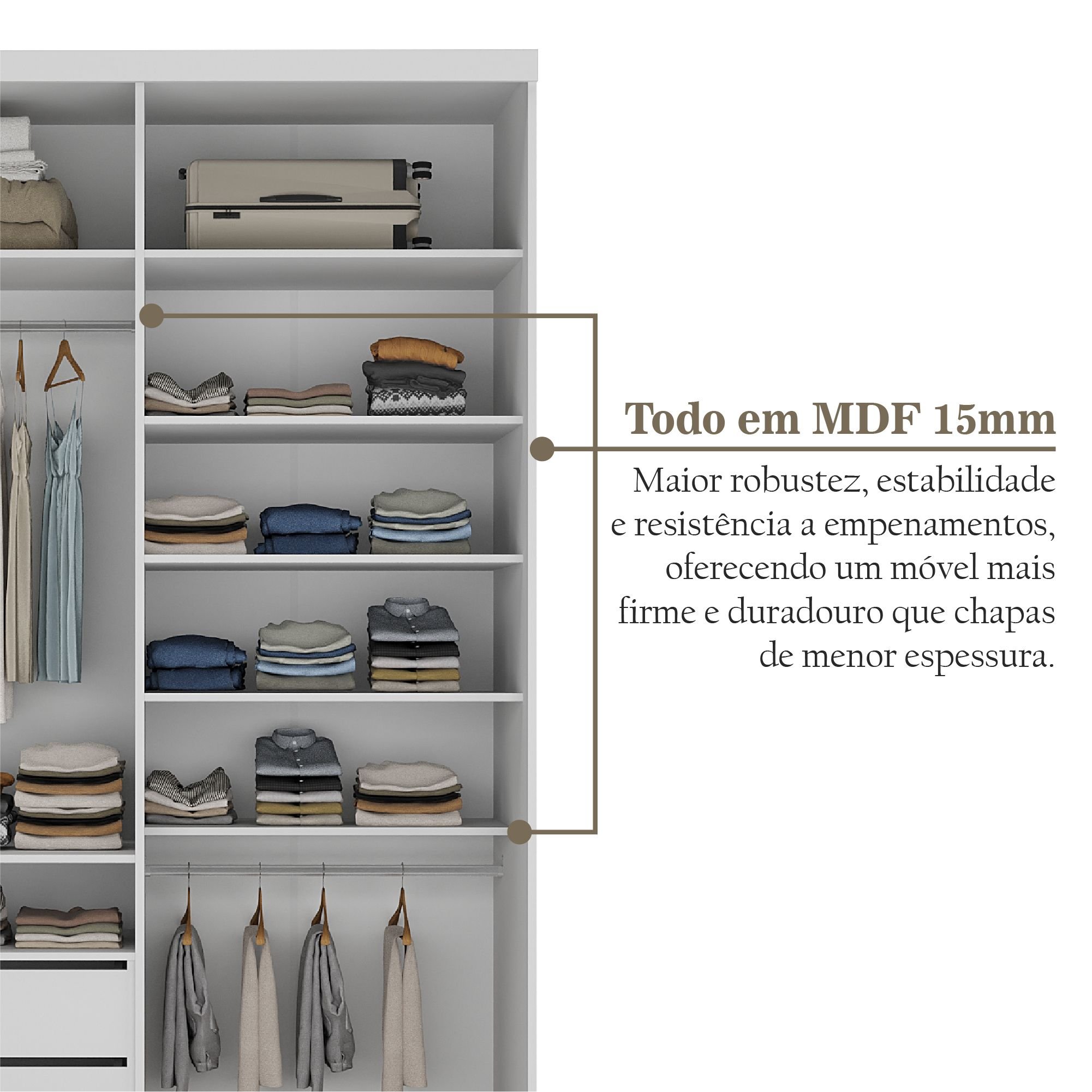 Guarda-roupa Solteiro 100% Mdf Bp com 2 Portas de Espelho Geneve - 7