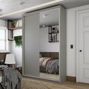 Ver imagem 1 de Guarda-roupa Solteiro 100% Mdf Bp com 2 Portas e 1 Espelho Geneve