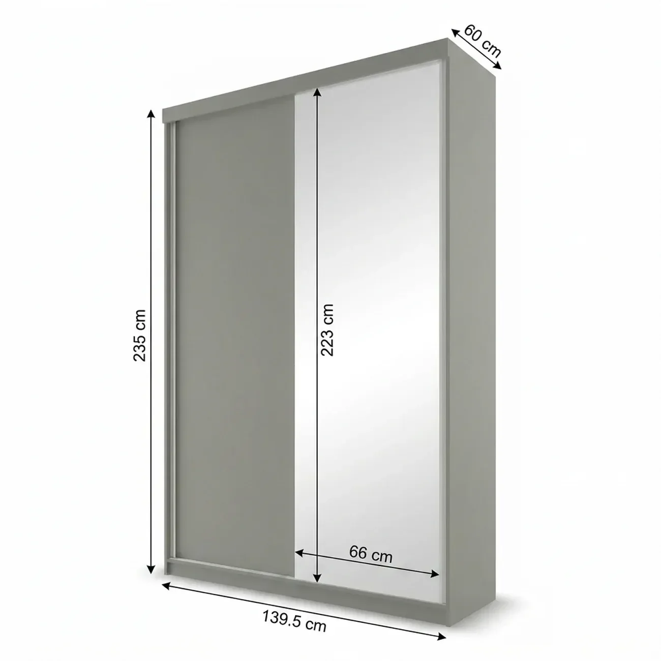 Ver imagem 3 de Guarda-Roupa Solteiro 2 Portas e 1 Espelho 100% MDF Geneve Cinza/Urbi