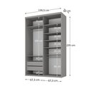 Ver imagem 4 de Guarda-Roupa Solteiro 2 Portas e 1 Espelho 100% MDF Geneve Cinza/Urbi