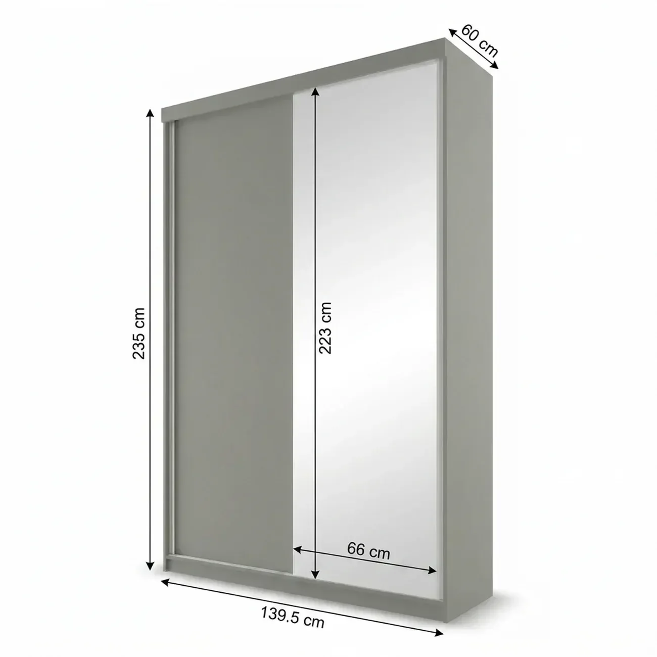 Ver imagem 3 de Guarda-Roupa Solteiro 2 Portas e 1 Espelho 100% MDF Geneve Cinza/Urbi