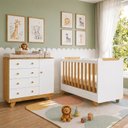 Ver imagem 1 de Quarto de Bebê Cômoda 4 Gavetas e Berço Minicama 4 em 1 Levy 100% MDF Yescasa