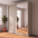 Ver imagem 1 de Guarda-Roupa Solteiro 2 Portas e 1 Espelho 100% MDF Geneve Bege/Panna