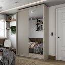 Ver imagem 7 de Guarda-Roupa Solteiro 2 Portas e 1 Espelho 100% MDF Geneve Bege/Panna