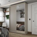 Ver imagem 1 de Guarda-roupa Solteiro 100% Mdf Bp com 2 Portas e 1 Espelho Geneve