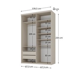 Guarda-roupa Solteiro 100% Mdf Bp com 2 Portas e 1 Espelho Geneve - 4