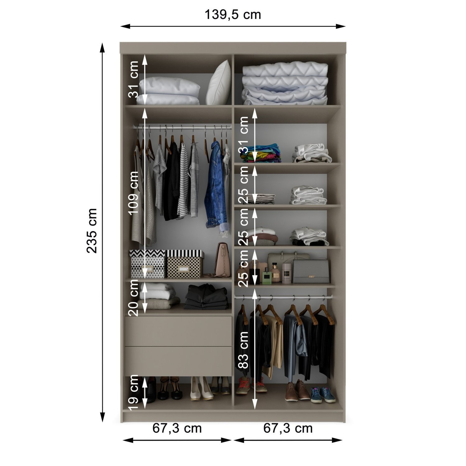 Guarda-roupa Solteiro 100% Mdf Bp com 2 Portas e 1 Espelho Geneve - 5