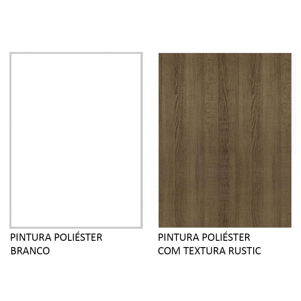 Balcão Gabinete de Pia Armário de Cozinha 100% MDF 120 cm 3 Portas e 2 Gavetas Branco/Rustic Acordes Madesa - 10