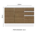 Ver imagem 3 de Balcão Gabinete de Pia Armário de Cozinha 100% MDF 120 cm 3 Portas e 2 Gavetas Branco/Rustic Acordes Madesa