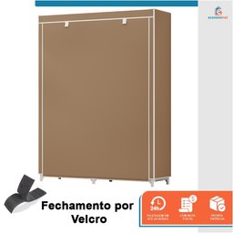 Armário Guarda Roupa Dobrável Portátil Multiuso Organizador de Roupas Bege - StaremCasa - 5