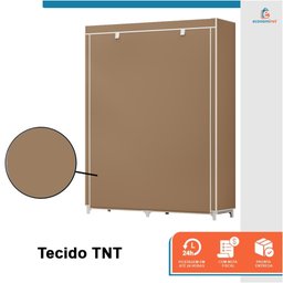 Armário Guarda Roupa Dobrável Portátil Multiuso Organizador de Roupas Bege - StaremCasa - 4