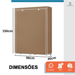 Armário Guarda Roupa Dobrável Portátil Multiuso Organizador de Roupas Bege - StaremCasa - 3