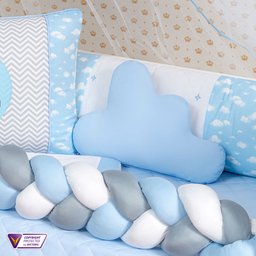 KIT BERÇO CARNEIRINHO TRANÇADO MENINO E MENINA 11 PEÇAS KIT AMERICANO PARA BEBÊ COM EDREDOM E SAIA:A - 4