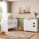 Ver imagem 1 de Quarto de Bebê com Berço com Colchão Suporte Life 100% MDF e Cômoda 100% MDF 1 Porta 4 Gavetas Life