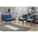 Ver imagem 1 de Conjunto Decorativo Anita Namoradeira + Poltronas Sala, Recepção Azul 330