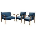 Ver imagem 2 de Conjunto Decorativo Anita Namoradeira + Poltronas Sala, Recepção Azul 330