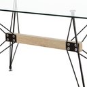 Ver imagem 2 de Mesa de Vidro Anm8013m Anima Office Retangular 180x90 Base Metal Preto Ferro Detalhe Imita Madeira