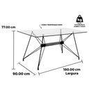 Ver imagem 3 de Mesa de Vidro Anm8013m Anima Office Retangular 180x90 Base Metal Preto Ferro Detalhe Imita Madeira