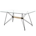 Ver imagem 1 de Mesa de Vidro Anm8013m Anima Office Retangular 180x90 Base Metal Preto Ferro Detalhe Imita Madeira