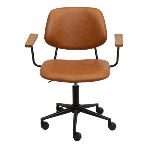 Cadeira Riga Or-3336 em Pu Caramelo Base Rodizio Preta