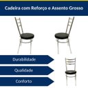 Ver imagem 4 de Cadeira de Cozinha Redonda com Reforço Cromada Assento Grosso Preto Kit 6 Unidades