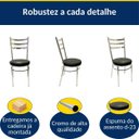 Ver imagem 3 de Cadeira de Cozinha Redonda com Reforço Cromada Assento Grosso Preto Kit 6 Unidades