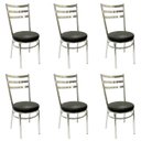 Ver imagem 1 de Cadeira de Cozinha Redonda com Reforço Cromada Assento Grosso Preto Kit 6 Unidades