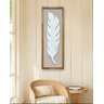 Quadro Folha Branco com Linho 100x35cm Decoração de Parede - 1