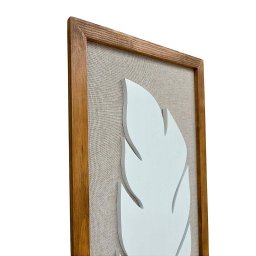 Quadro Folha Branco com Linho 100x35cm Decoração de Parede - 4