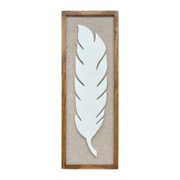 Quadro Folha Branco com Linho 100x35cm Decoração de Parede - 2